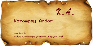 Korompay Andor névjegykártya